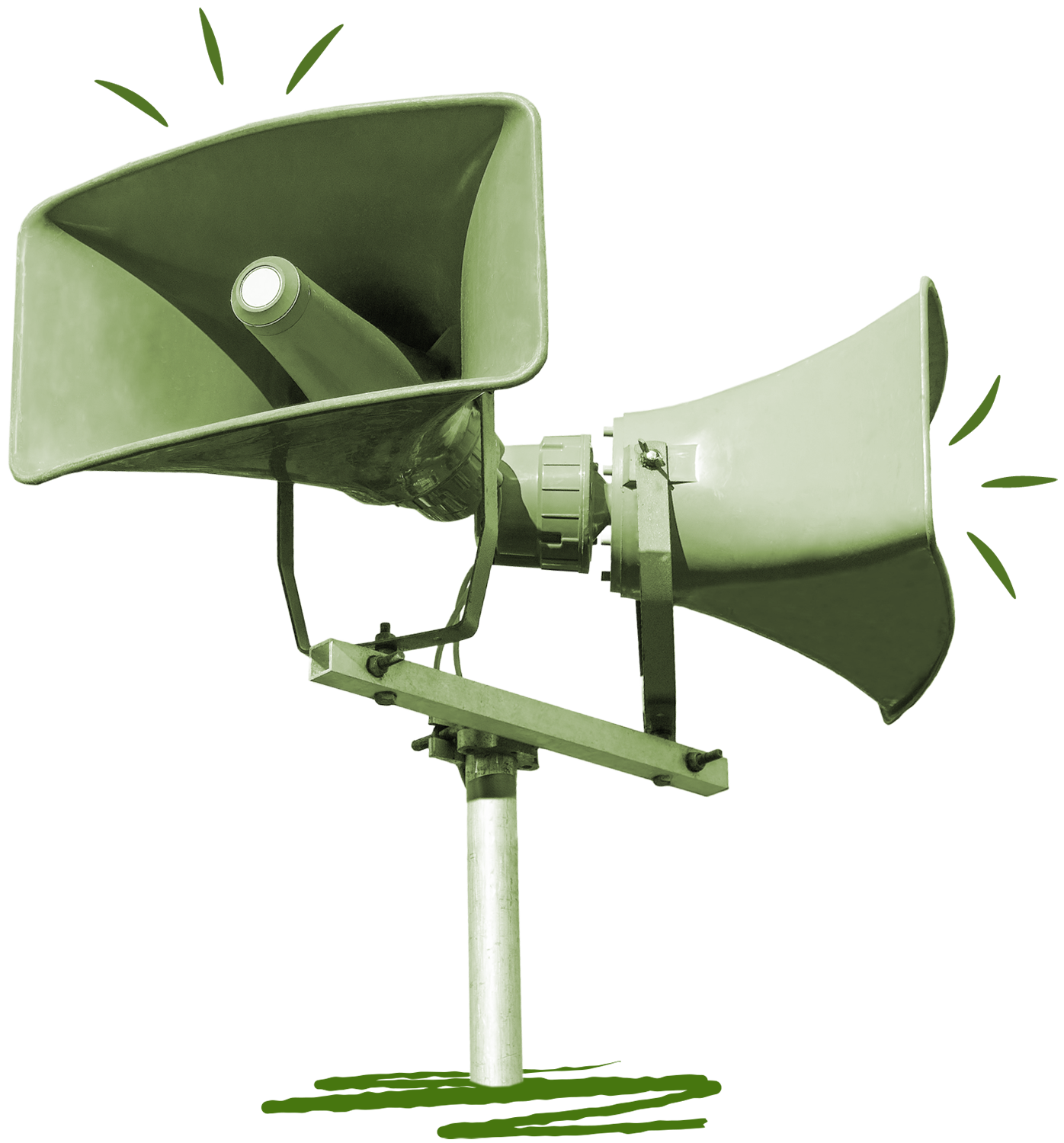 Large tannoy speaker with a green tint.