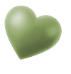 A green heart shape on white background.